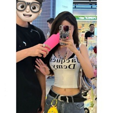 批发欣旺 官图 260克随心裁<b class='q'>莫代尔</b>1*1  美式复古白色字母吊带<b class='q'>背心</b><b class='q'>套</b>装