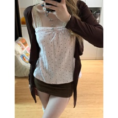 批发欣旺 官图 广州原版布料+羊绒 新款套装韩系温柔氛围感吊带开衫<b class='q'>女</b>