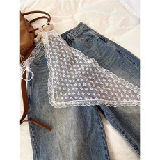 批发欣旺 官图 原版蕾丝 美式复古白色蕾丝夏装新款不规则下摆屁帘女