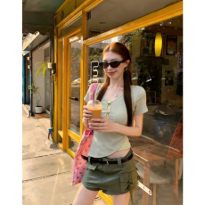 批发欣旺 官图 羊绒坑条 纯欲时尚休闲百搭气质设计感V领上衣打底衫<b class='q'>女</b>