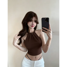 批发欣旺 官图 随心裁莫代尔260克1*1 不规则<b class='q'>修身</b>白色挂脖外穿背心女