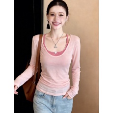 批发欣旺 官图 天丝罗纹+随心裁莫代尔 正肩防晒长袖内搭吊带上衣套装