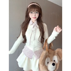 批发欣旺 官图 羊绒坑条250克4*3 接收腰<b class='q'>显瘦</b>甜辣妹上衣小众两件套