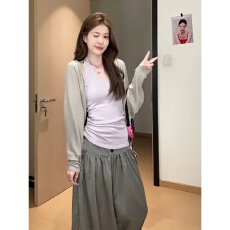 批发欣旺 官图 随心裁莫代尔260克1*1 韩系甜辣妹修身显瘦v领吊带开衫