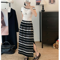 批发大码<b class='q'>实拍</b>2026夏季新款复古褶皱开叉中长裙女百搭高腰显瘦A字短裙