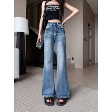 批发实拍~美式复古水洗直筒牛仔裤女春秋新款<b class='q'>高腰</b>垂感显瘦阔腿长裤