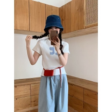 批发<b class='q'>韩国</b><b class='q'>代购</b>restandrecreation新款提花刺绣短款针织短袖<b class='q'>T</b><b class='q'>恤</b>针织衫女