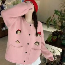批发慵懒风过年红色毛衣外套女大码春秋冬季<b class='q'>宽松</b>软糯圆领<b class='q'>针织衫</b>
