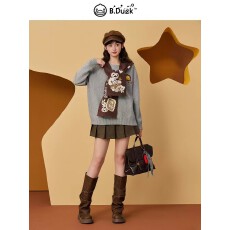 批发2025秋冬新款韩版宽松慵懒风针织开衫女设计感小众毛衣外套上衣