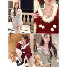 批发THETURE柔光玉兔红色<b class='q'>毛衣</b>女针织慵懒高级感上衣