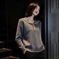 批发秋装新款女<b class='q'>韩版</b>宽松时尚甜美海军领线衫开衫百搭休闲毛衣<b class='q'>外套</b>上衣