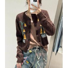 批发超好看咖色毛衣<b class='q'>外套</b>秋季2026新款大码女装胖mm<b class='q'>韩版</b>软糯针织衫上衣
