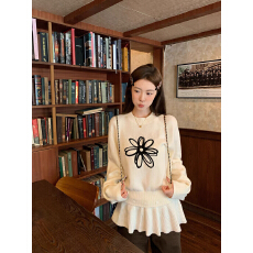 批发雏菊毛衣女春秋韩系穿搭内搭<b class='q'>两件套</b>叠穿<b class='q'>针织衫</b>上衣