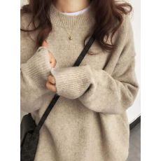 批发圆领毛衣女外穿日系学院针织衫套头<b class='q'>加肥</b><b class='q'>加大</b>慵懒风上衣配大衣打底