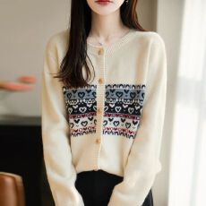 批发秋冬<b class='q'>大码</b>费尔岛女士毛衣外套高级感内搭可外穿针织打底开衫