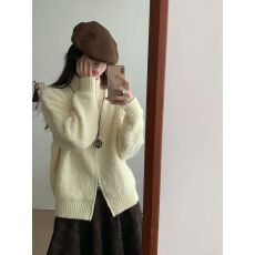 批发秋冬新款拉链圈圈纱针织开衫<b class='q'>外套</b>女高级感毛衣上衣洋气减龄