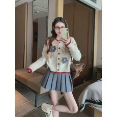 批发慵懒风时尚设计花朵<b class='q'>气质</b>针织开衫毛衣<b class='q'>外套</b>女装上衣2026秋冬新款