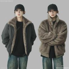 批发网图 特批两面穿座山雕仿双色银蓝狐牛津帆布加厚加绒外套