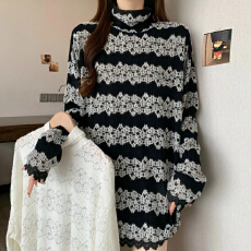 批发实拍秋冬新款大码高领法式设计感减龄宽松显瘦女韩系外穿打底穿女