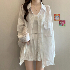 批发<b class='q'>韩版</b>设计感穿搭套<b class='q'>装</b>条纹宽松显瘦衬衫休闲短<b class='q'>裤</b>两件套<b class='q'>装</b>女夏季新款