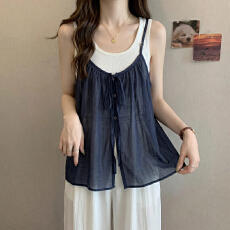批发高级感法式宽松显瘦<b class='q'>夏</b>装胖MM气质显瘦减龄百搭遮扗大码两件套上衣