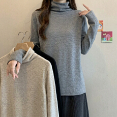 批发实价<b class='q'>韩版</b><b class='q'>大码</b>弹力打底衫堆堆领正肩针织衫女秋冬新款减龄百搭毛衣