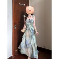 批发《林间浮夏》2025春夏新款设计感度假风<b class='q'>印花</b>波西米亚仙女连衣裙