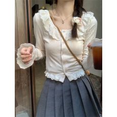 批发【官图 星空罗纹260<b class='q'>克</b>4*2】温柔风长袖T恤女装秋季修身打底上衣