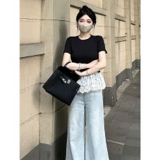 批发【<b class='q'>莫代尔</b>】<b class='q'>t</b><b class='q'>恤</b>女夏短袖宽松独特漂亮内搭上衣下摆蕾丝花边打底衫