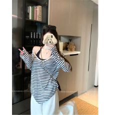 批发【原版雪花色织条】条纹斜肩长袖女夏吊带两件套<b class='q'>宽松</b>薄款防晒罩衫