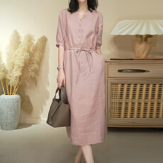 批发官图  小众短袖系带遮肉连衣裙女士2026夏季新款韩系设计感裙子潮