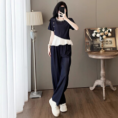 批发官图  时尚<b class='q'>韩版</b>套装女2026夏季新款设计感短袖上衣阔腿裤两件套潮