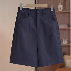 官图  简约时尚五分阔腿裤女2026夏季新款小个子高腰百搭短裤子潮