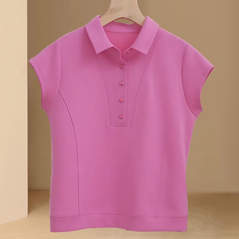 RY70078# 纯棉时尚简约polo领短袖t恤女士2026夏季新款百搭显瘦上衣