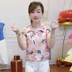 批发官图  韩版时尚碎花短袖衬衫女2026夏季新款洋气中老年<b class='q'>妈妈装</b><b class='q'>上衣</b>