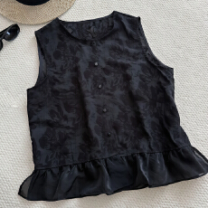 批发官图  2026夏季慵懒<b class='q'>休闲</b>风无袖坎肩衬衫女高级感宽松圆领套头上衣