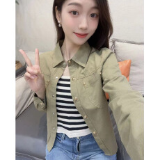 批发官图  纯棉时尚短款衬衫外套女2026春秋新款小个子<b class='q'>修身</b>显瘦上衣潮