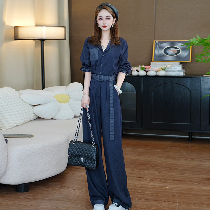 韩系休闲套装女秋季新款设计感百搭上衣阔腿裤两件套潮 服裝批發女裝批發服飾貨源