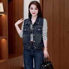 批发官图  高含棉时尚气质<b class='q'>牛仔</b><b class='q'>马甲女</b>2026秋季新款复古设计感无袖上衣