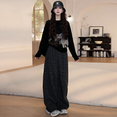 批发官图  松弛感减龄百搭套装女2025秋冬新款宽松针织衫阔腿裤两件套