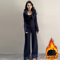 批发官图  高含棉时尚简约风套装女2025秋季新款<b class='q'>修身</b>外套阔腿裤两件套