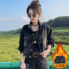 批发官图  高含棉美式复古潮流<b class='q'>牛仔</b>短外套女2025冬季新款小众夹克上衣