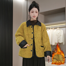 批发官图  欧货时尚小香风加厚保暖棉服女2025冬季新款宽松翻领外套潮