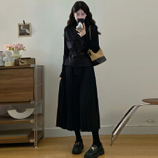 批发官图  复古潮流气质套装女2025冬季新款时尚宽松<b class='q'>马甲</b>连衣裙两件套