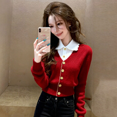批发官图  <b class='q'>假两件</b>设计感百搭长袖毛衣针织衫女202秋季新款撞色<b class='q'>上衣</b>潮