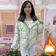 批发官图  复古格高级感纹拼接<b class='q'>短款</b>棉服女2025冬季新款小个子保暖外套