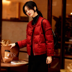 批发官图  2026冬季新款轻奢风圆领长袖短款棉服女小个子洋气面包服潮