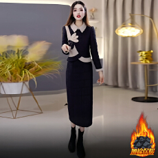 批发官图  轻奢时尚<b class='q'>气质</b>保暖套装女2025冬季新款显瘦上衣半身裙两件套