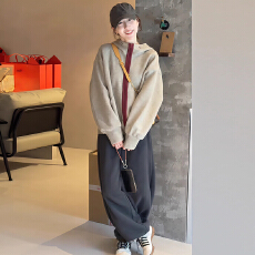 批发官图  美式撞色连帽卫衣卫裤套装女2026<b class='q'>春</b>秋新款宽松小个子两件套