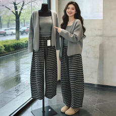 批发官图  休闲运动服套装<b class='q'>女</b>2026春季爆款舒适吊带开衫阔腿裤<b class='q'>三件</b>套潮